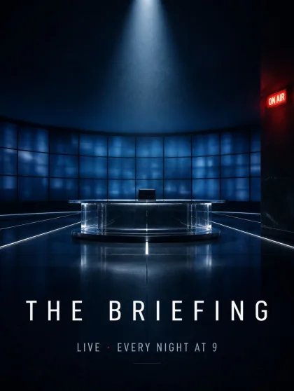 Poster for THE BRIEFING, an original nightly news programme